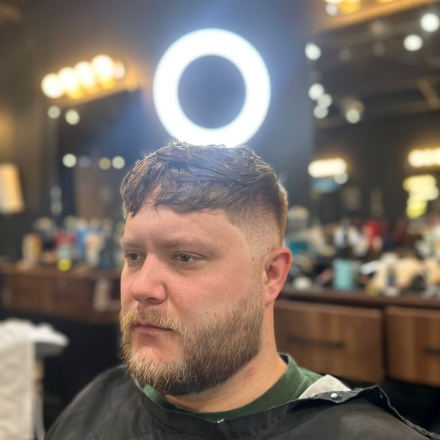Mid fade with beard line up
